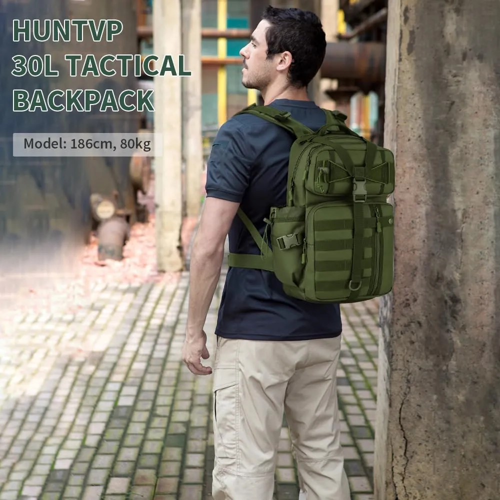 HUNTVP 30L Military Backpack, Men's Sports Backpack Tactical Backpack, 30 Litres, Miltec Backpack for Travel Trekking Cycling Outdoor Camping Hiking