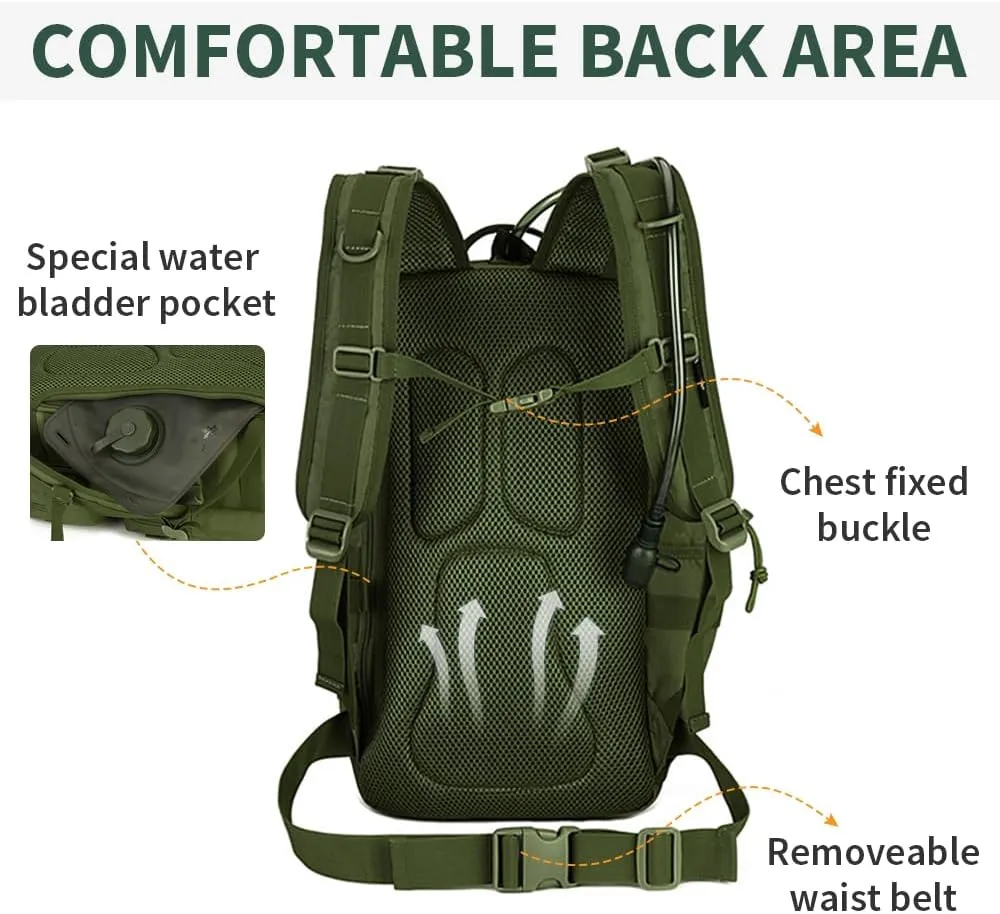 HUNTVP 30L Military Backpack, Men's Sports Backpack Tactical Backpack, 30 Litres, Miltec Backpack for Travel Trekking Cycling Outdoor Camping Hiking