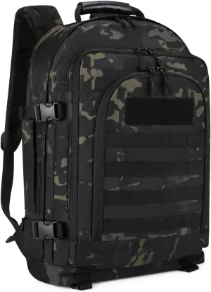 HUNTVP Tactical Backpack Military Backpack MOLLE Hunting Rucksack Gear Assault Pack 45L Army Backpack (Camo)