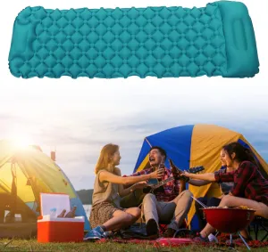 HUONIU Camping Sleeping Pad 77 * 24 Inch Ultralight Camping Mat with Pillow Portable Inflatable Roll Up Mattress Extra Thick Sleeping Mat with Built in Pump for Kid Adult Hike Travel (Peacock Blue)