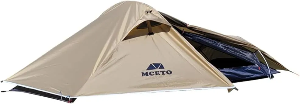 HXBER Backpacking Tent 1 Person Ultralight Aluminum Pole Stormproof Camping Tent Suitable for Four Seasons Single Person Tent, Brown