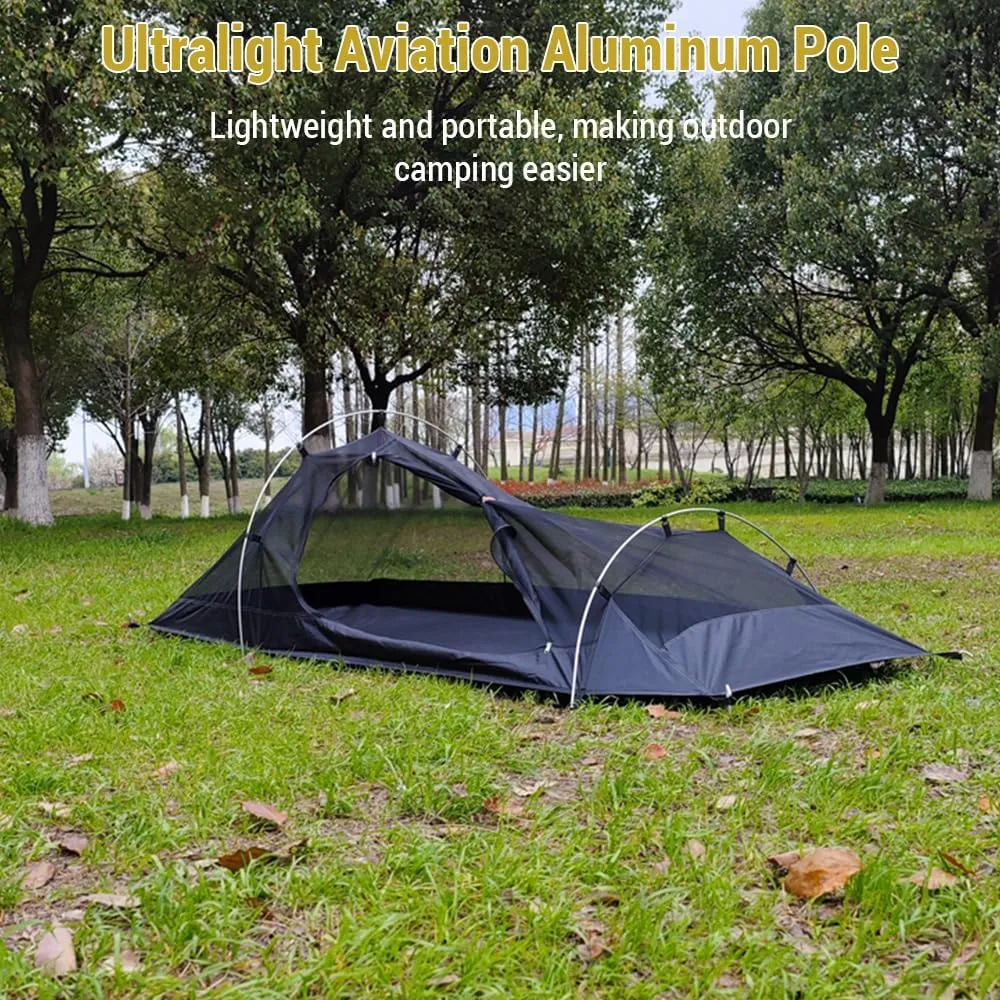HXBER Backpacking Tent 1 Person Ultralight Aluminum Pole Stormproof Camping Tent Suitable for Four Seasons Single Person Tent, Brown