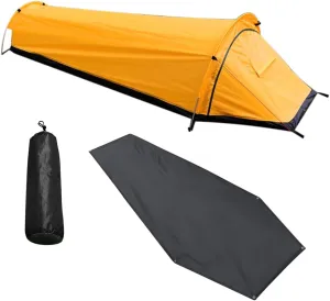 HXBER Single Person Backpacking Tent Hiking Bivy Tent Lightweight Sleeping Bag Tent with Ground Cloth