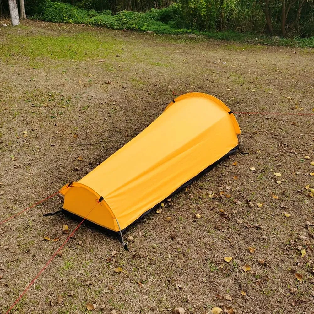 HXBER Single Person Backpacking Tent Hiking Bivy Tent Lightweight Sleeping Bag Tent with Ground Cloth
