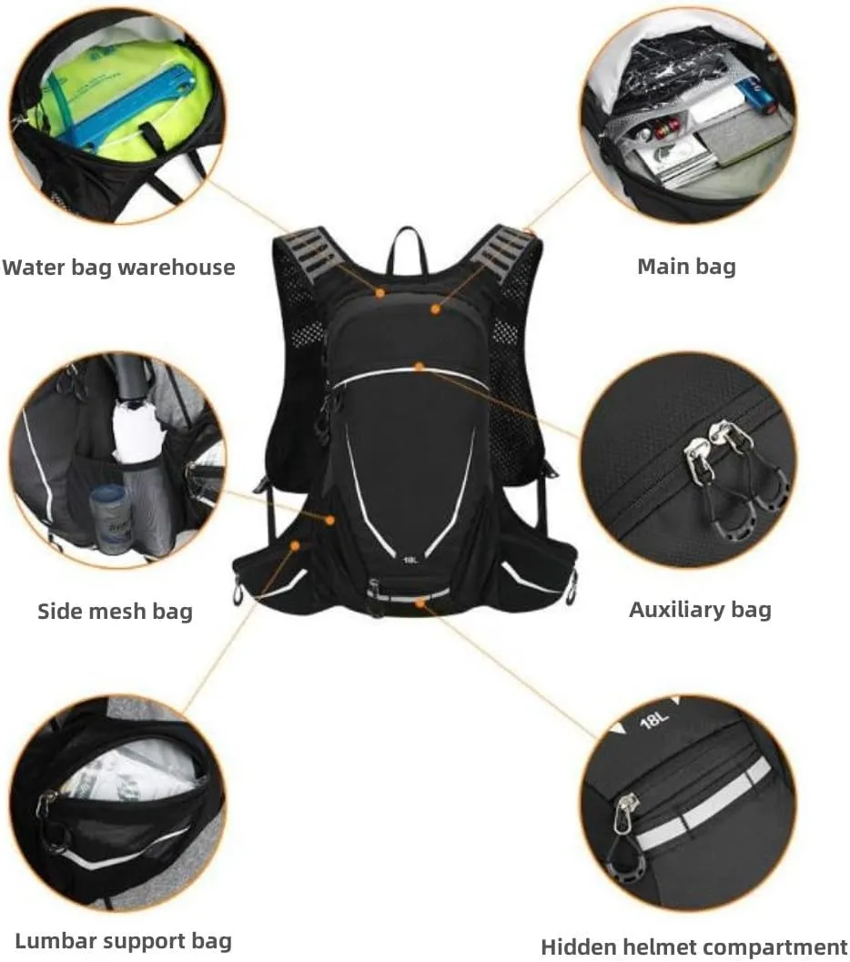 Hydration Backpack for Running, Hiking and Cycling, Water Resistant Running Water Backpack with Reflective Strip