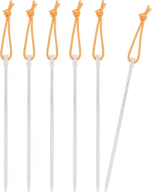 iBasingo 6 Pieces/lot Titanium Alloy Tent Nails 20CM Outdoor Camping Tent Stakes Lengthen Tent Pegs with Rope for Mat Trap Tent Ti4006P