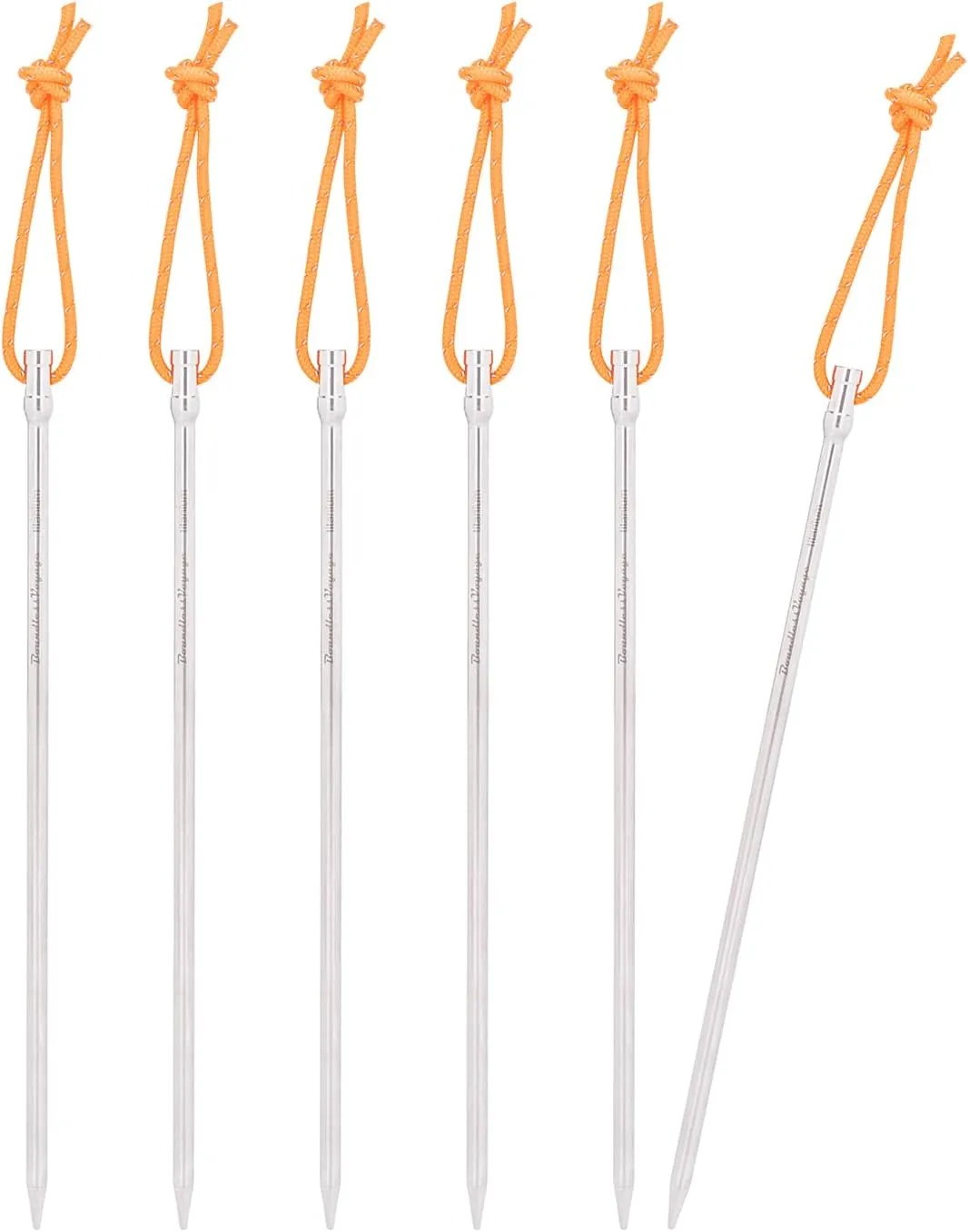 iBasingo 6 Pieces/lot Titanium Alloy Tent Nails 20CM Outdoor Camping Tent Stakes Lengthen Tent Pegs with Rope for Mat Trap Tent Ti4006P