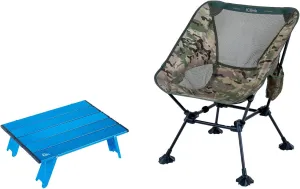 iClimb 1 Mini Folding Table and 1 Anti-Sinking Large Feet Chair Bundle, Ultralight Compact for Solo Adult Outdoor Backpacking Camping Hiking Beach Concert
