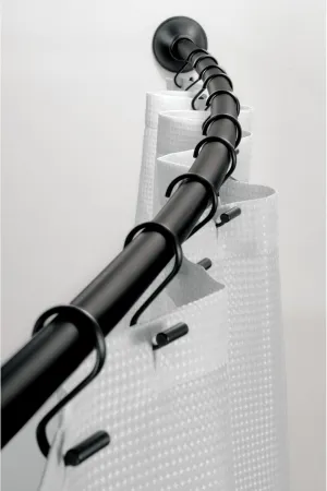 iDesign Curved Metal Shower Curtain Rod, Adjustable Customizable Curtain Rod for Bathtub, Stall, Closet, Doorway, 41-72 Inches, Matte Black,79077