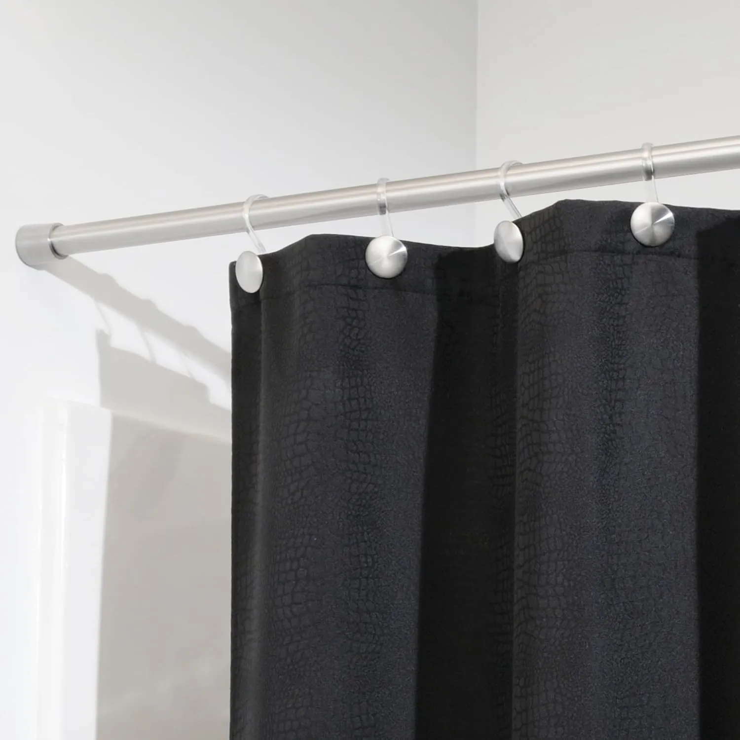 iDesign Forma Constant Tension Bathroom Shower Curtain Rod - 26-42", Small, Brushed Stainless Steel