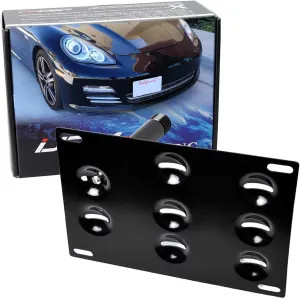 iJDMTOY No Drill Front Bumper Tow Hook License Plate Mounting Bracket Adapter Kit Compatible with Porsche Panamera 2010-16, 2014-up Carrera 911 991