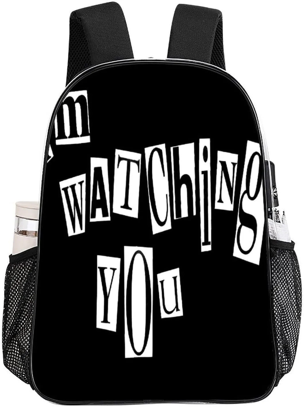 I'm Watching You Transparent Backpack PVC Waterproof Large Casual Daypack for College Workplace Travel Camping Women Men 43x32x13cm