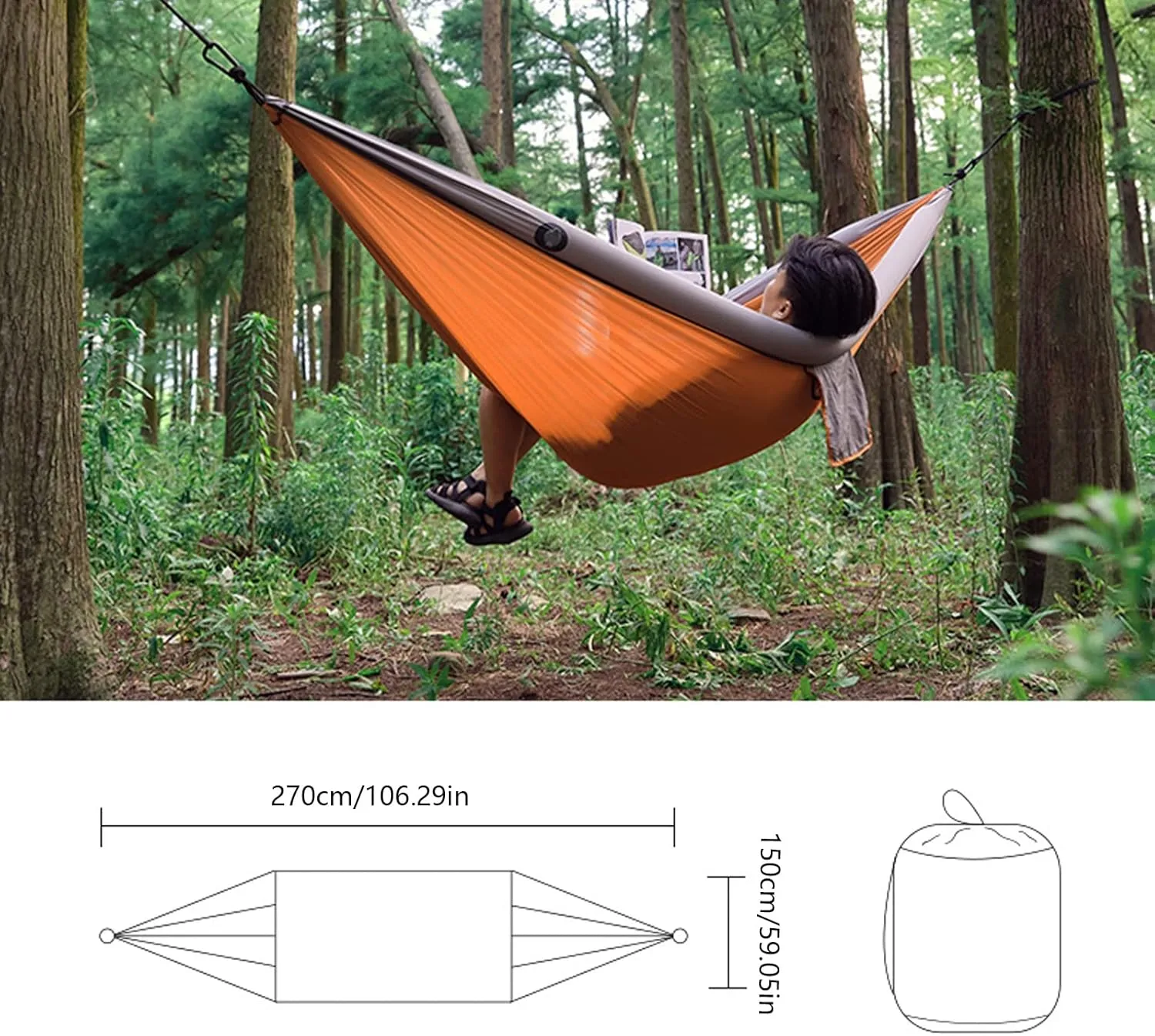 Inflatable Anti-Rollover Camping Hammock - Portable Hammock Double Hammock,Green