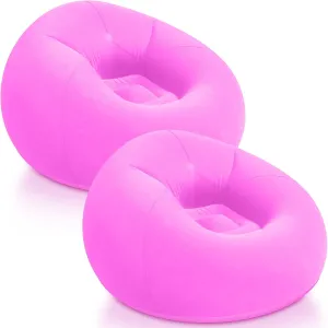 Inflatable Bean Bag Chairs Blow up Chairs Camping Chairs Inflatable Lazy Sofa Folding Portable Inflatable Chair for Living Room Bedroom Reading Room(Pink,2 Pcs)