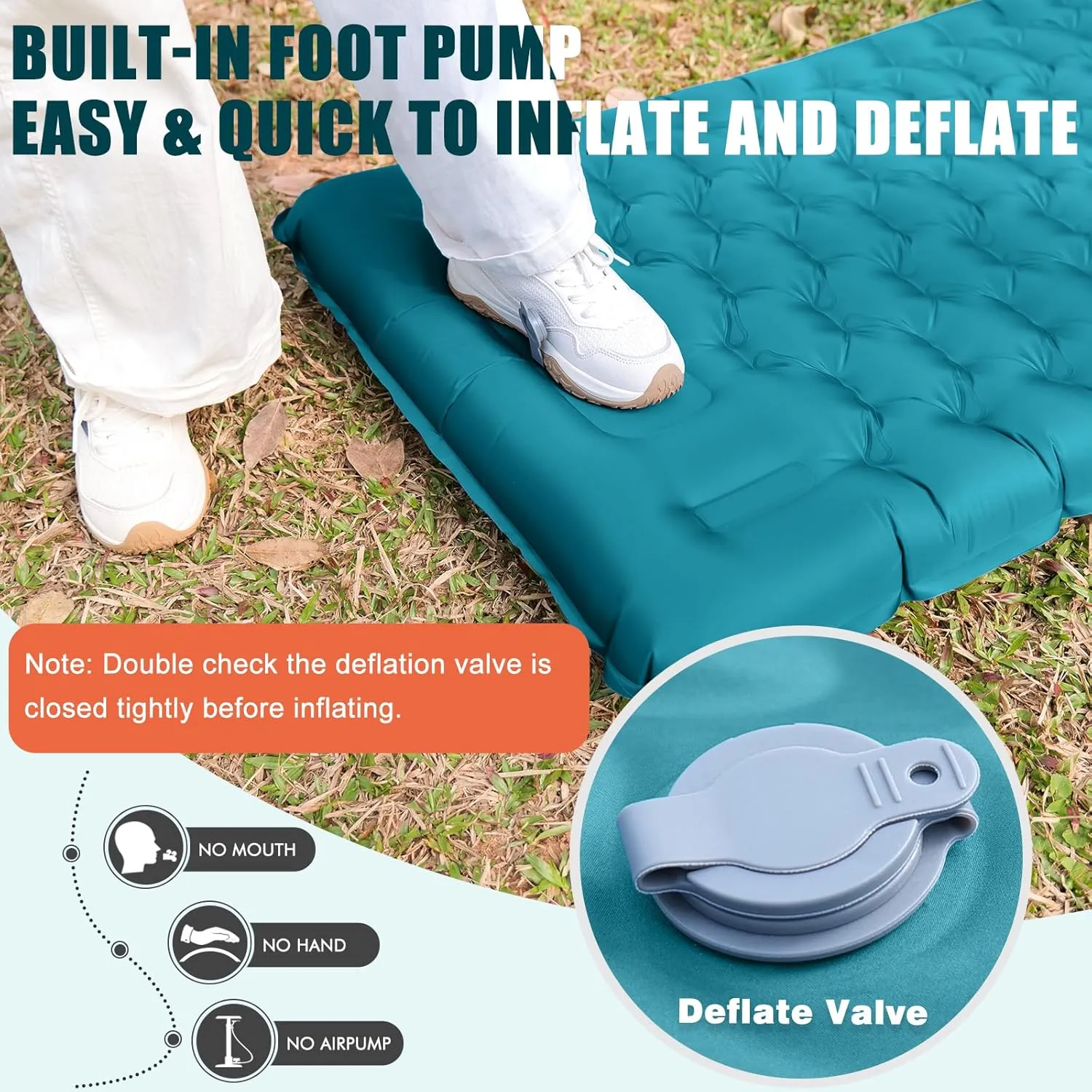 Inflatable Camping Sleeping Pad with Pillow, Extra Thickness 4 Inch Sleeping Mat with Built-in Pump, Compact & Ultralight Camping Air Mattress for Backpacking Hiking Tent Traveling