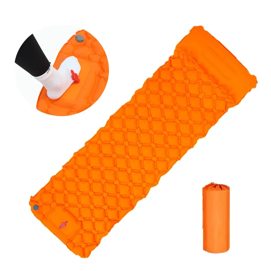 Inflatable Camping Sleeping Pad with Pillow – Ultralight, Waterproof & Built-In Pump
