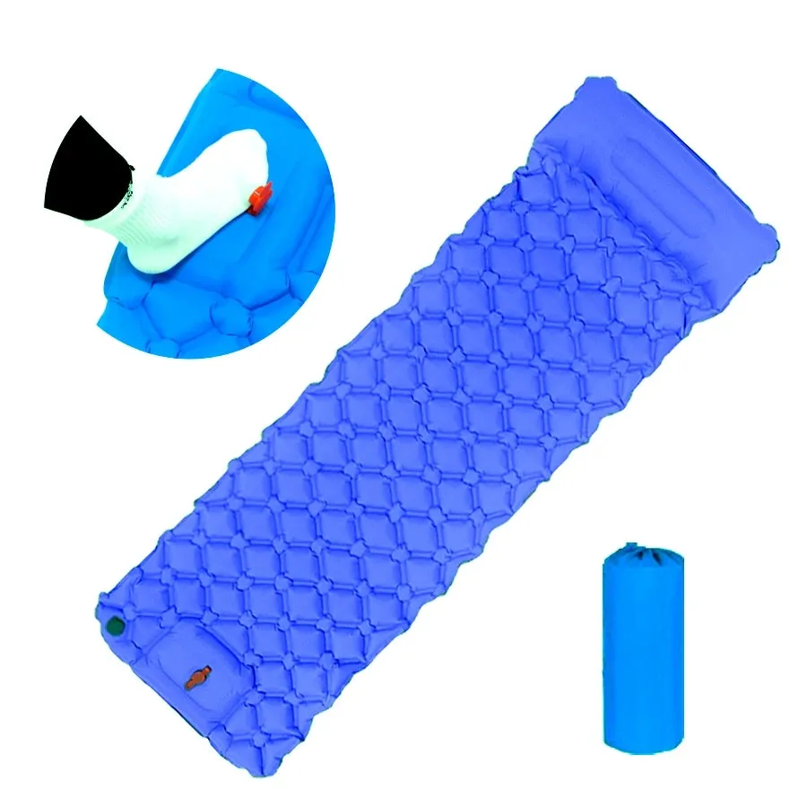 Inflatable Camping Sleeping Pad with Pillow – Ultralight, Waterproof & Built-In Pump