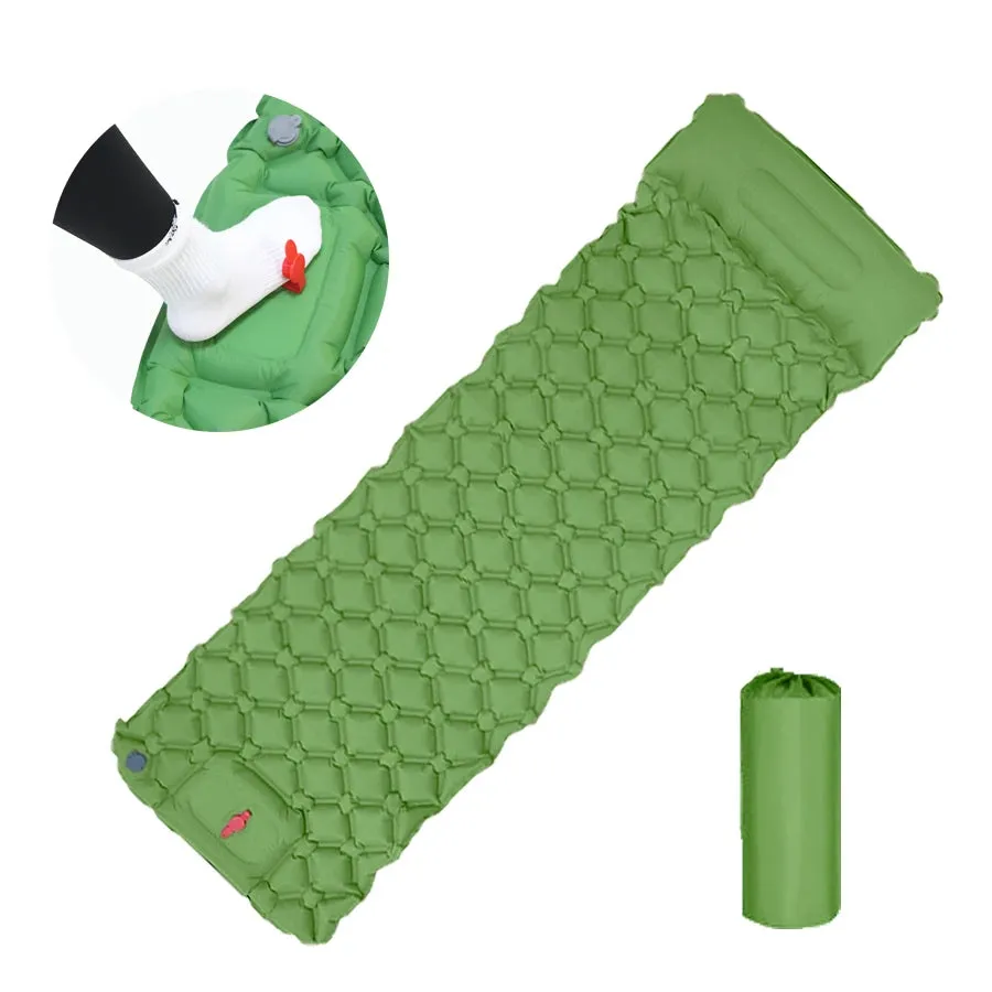 Inflatable Camping Sleeping Pad with Pillow – Ultralight, Waterproof & Built-In Pump