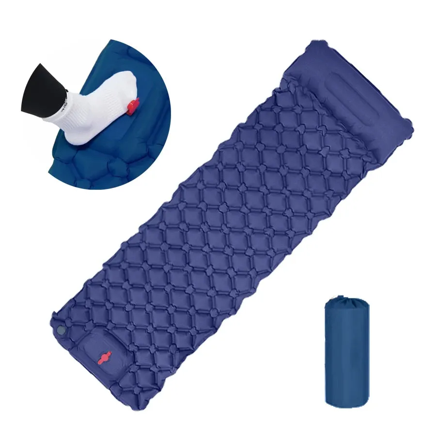 Inflatable Camping Sleeping Pad with Pillow – Ultralight, Waterproof & Built-In Pump