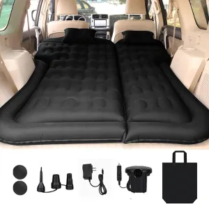 Inflatable Car Air Mattress Back Seat, Inflatable Mattress SUV Air Bed for Camping Travel Bed Sleeping Pad with 1 Charge & Electric Air Pump Flocking Car Bed For Camping SUV Trunk, 68L× 51W × 5.11H"