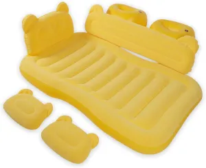 Inflatable Car Mattress Bed, SUV Air Mattress with Electric Air Pump, 2 Inflatable Pillows, Suitable for Home,Outdoor,Camping and Travelling Car Sleeping Pad (Yellow)