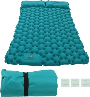 Inflatable Ergonomic Sleeping Pad with Foot Operated Pump and Storage Bag (Peacock Blue)