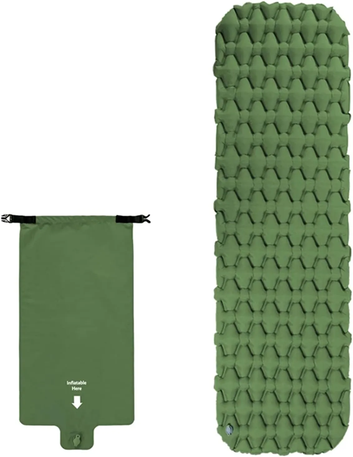 Inflatable Mattress, Travel Folding Bed Portable Camping Mat, Ultralight Waterproof Compact Air Mat Single Sleeping Pad,Green