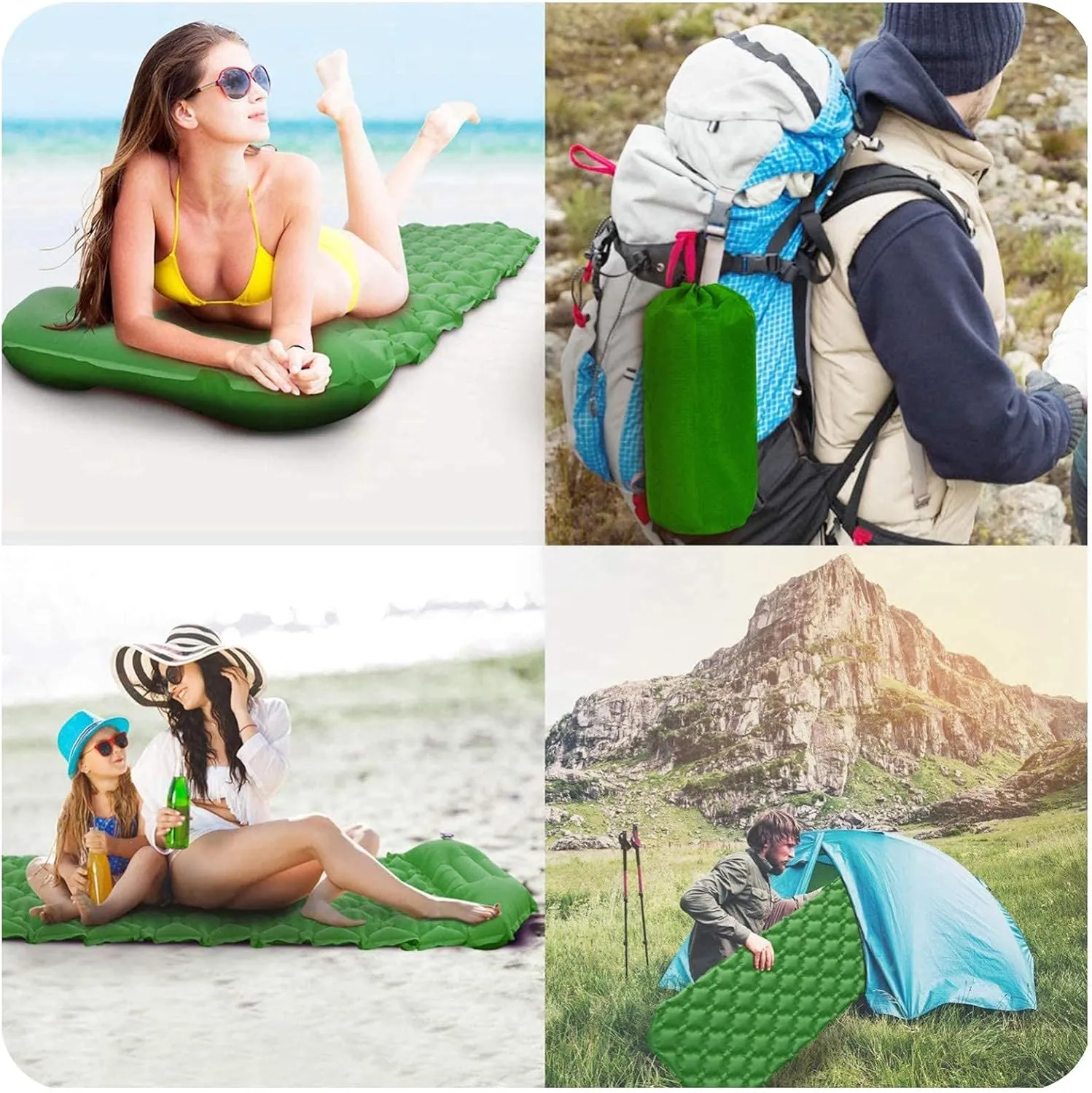 Inflatable Sleeping Mattress Camping Mat With Pillow, Inflatable Sleeping Mat Ultralight Inflating Camping Mat, Sleeping Pad With Built-In Air Pump, Ultralight And Small Pack Size, For (Navy Blue Sma