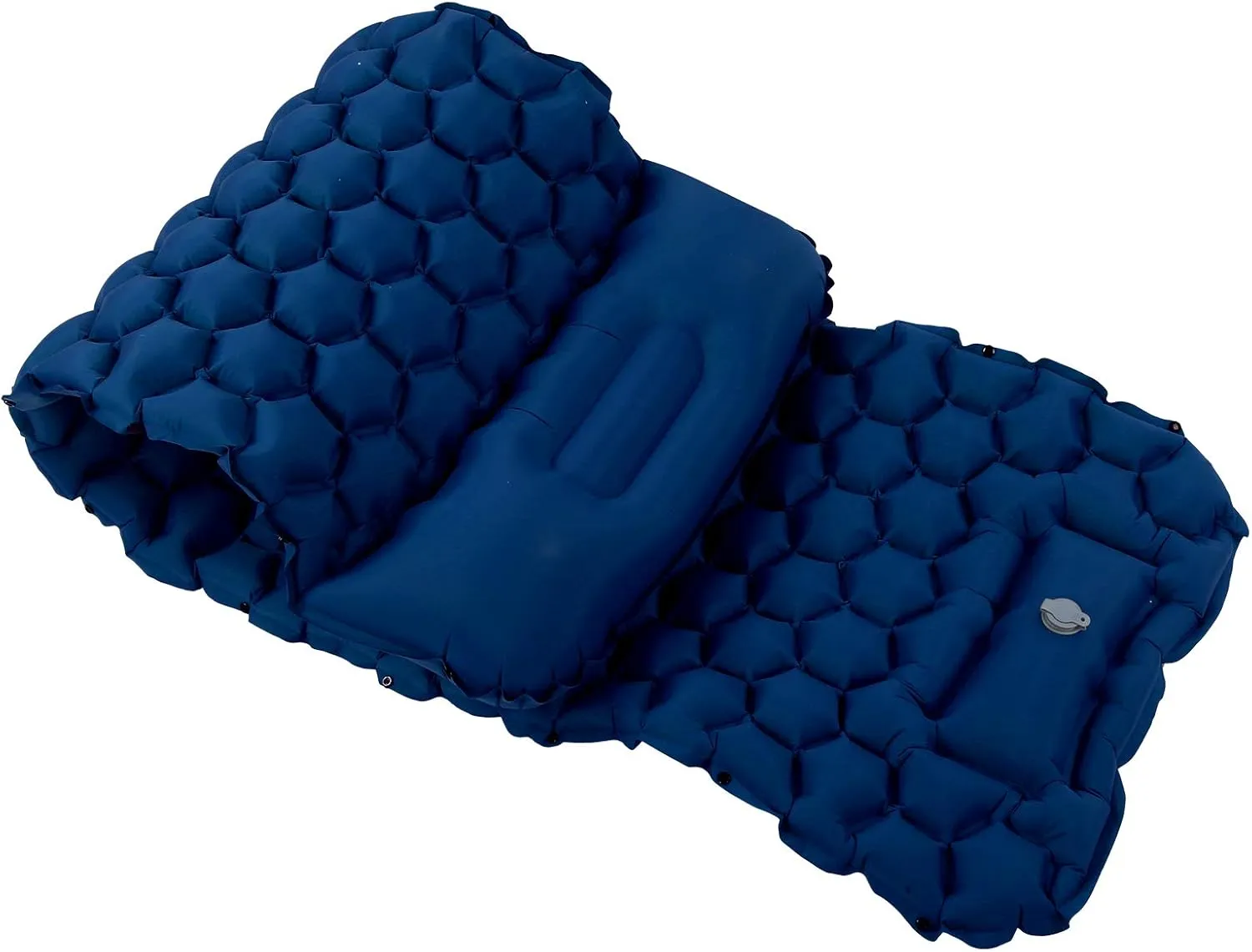 Inflatable Sleeping Pad for Camping | 40D Nylon Fabric & TPU Laminate Mat | Foot Press Cushion for Tent/Hammock/Hiking | Lightweight & Compact (Navy Blue)