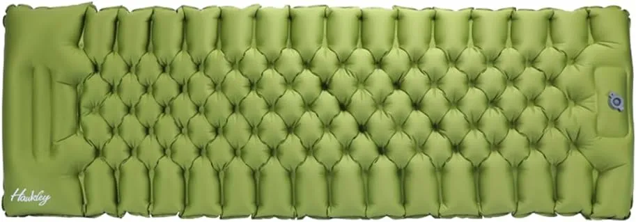 Inflatable Sleeping Pad for Camping, Ultralight Camping Mat with Built-in Foot Pump & Pillow, Compact Camping Air Mattress for Camping Backpacking Hiking Traveling Tent, Green