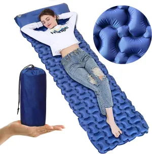 Inflatable Sleeping Pad for Camping with Air Pillow,Ultralight Camping Mattress,Insulated Extra Width Backpacking Mats,Compact Tent Pad for Adults Hiking,Thick Durable Travel Air Mattress
