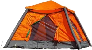Inflatable Tent 3-4 Persons Camping Tent Pop-up Backpacking Tent Outdoor Mosquito Net Tent Sun Protection Tent Sun Shade Awning (Orange)