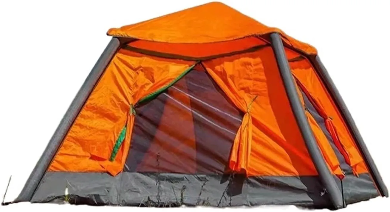 Inflatable Tent 3-4 Persons Camping Tent Pop-up Backpacking Tent Outdoor Mosquito Net Tent Sun Protection Tent Sun Shade Awning (Orange)