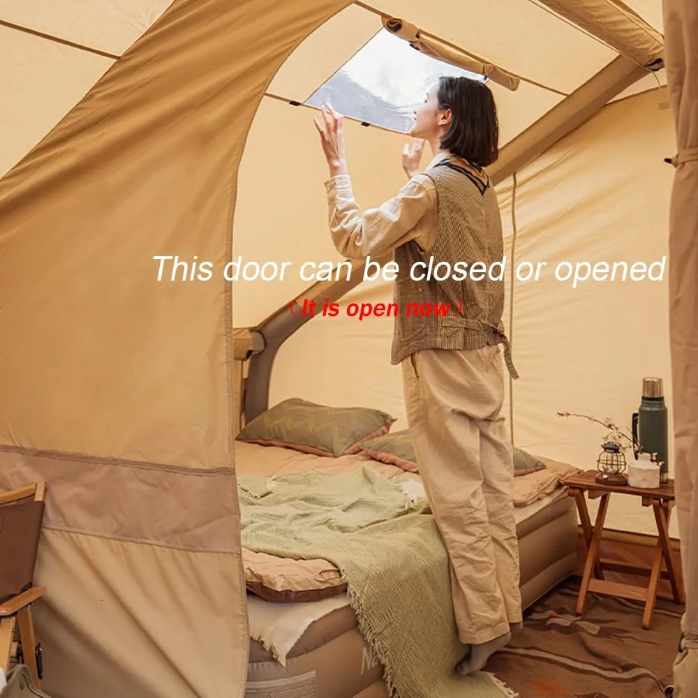 Inflatable Tents with Pump,2-4 Person Blow Up Tent with Stove Jack Hole,4 Season Large Pop-Up Tents,Easy Setup