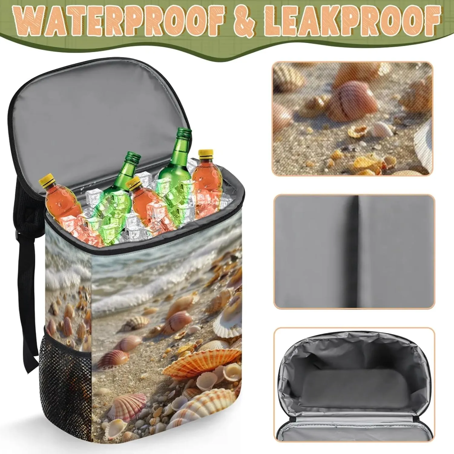 Insulated Cooler Backpack 30 Cans, Leak Proof Cooler Bag, Backpack Coolers for Picnic Hiking Camping Beach