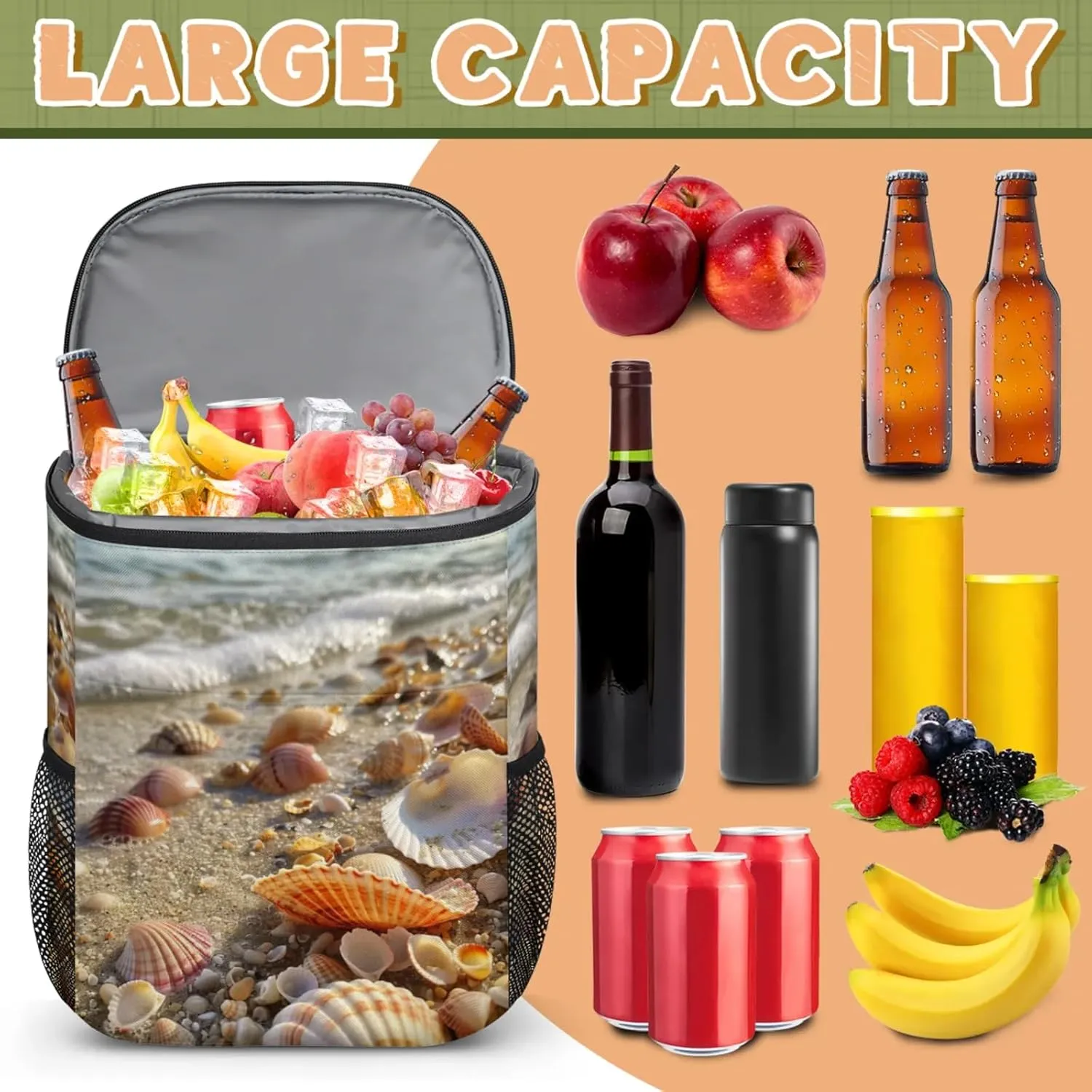 Insulated Cooler Backpack 30 Cans, Leak Proof Cooler Bag, Backpack Coolers for Picnic Hiking Camping Beach