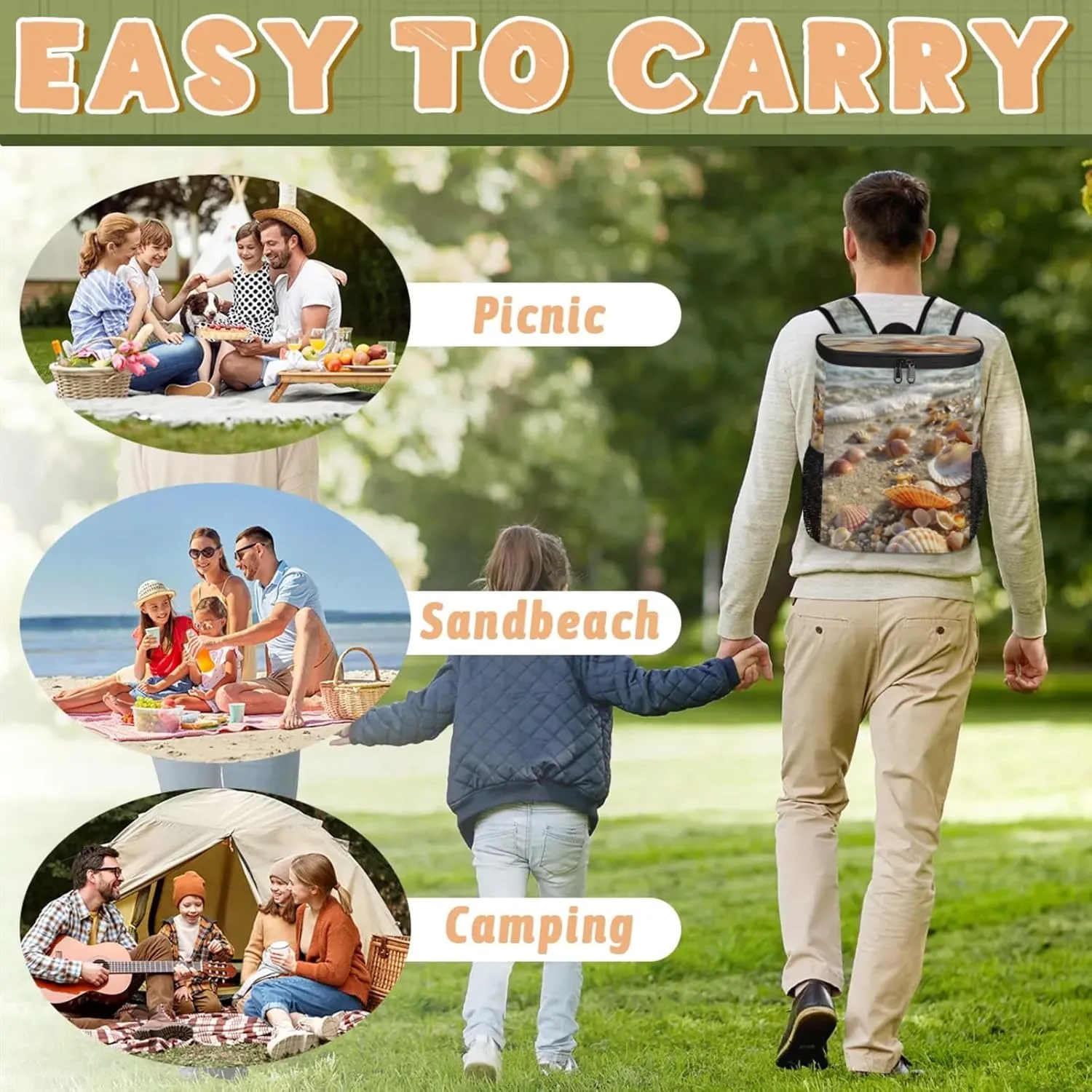 Insulated Cooler Backpack 30 Cans, Leak Proof Cooler Bag, Backpack Coolers for Picnic Hiking Camping Beach