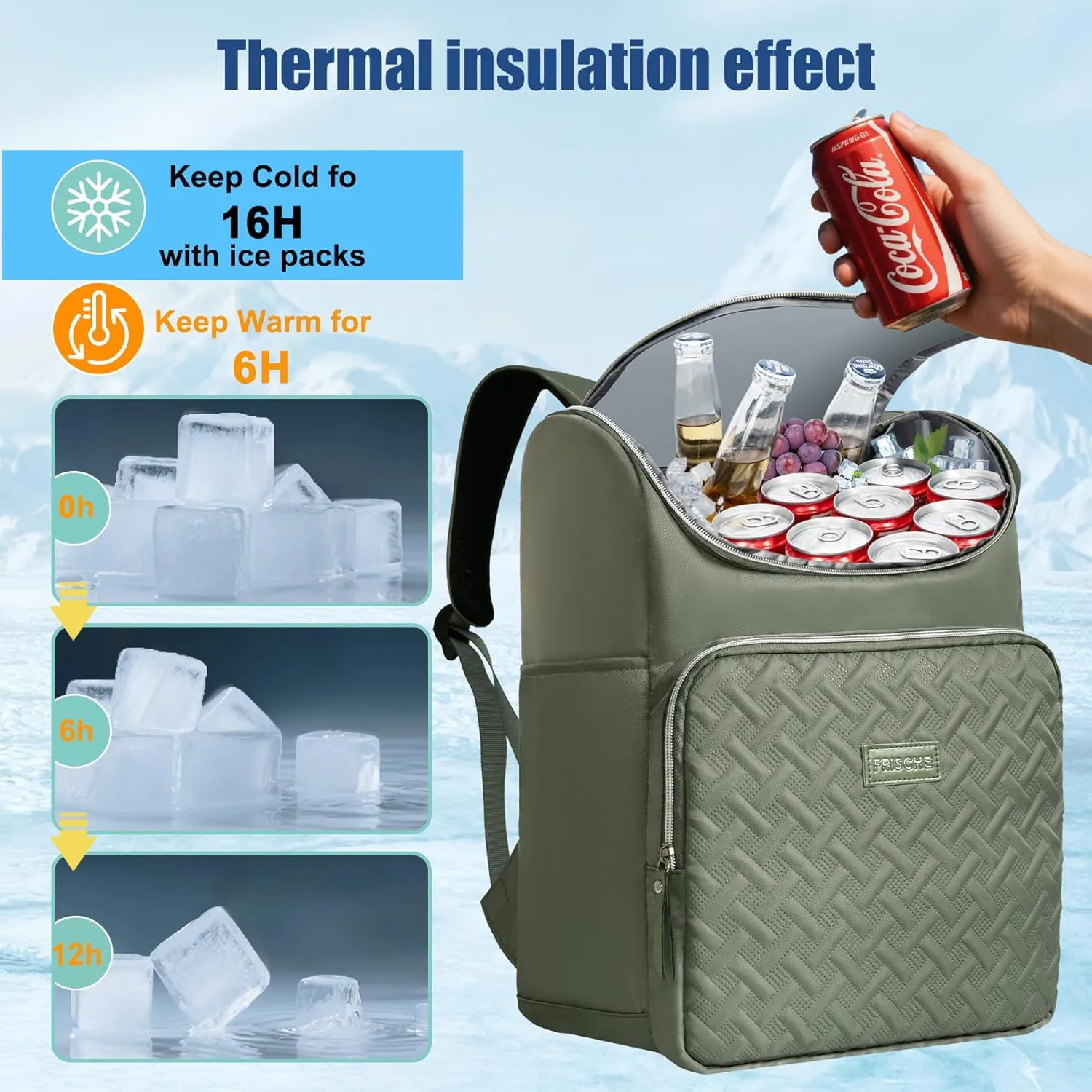 Insulated Waterproof Cooler Bag for Women Men，30 Cans Collapsible Lunch Bag with Shoulder Strap,Leakproof Soft Cooler for Beach, Camping & Travel