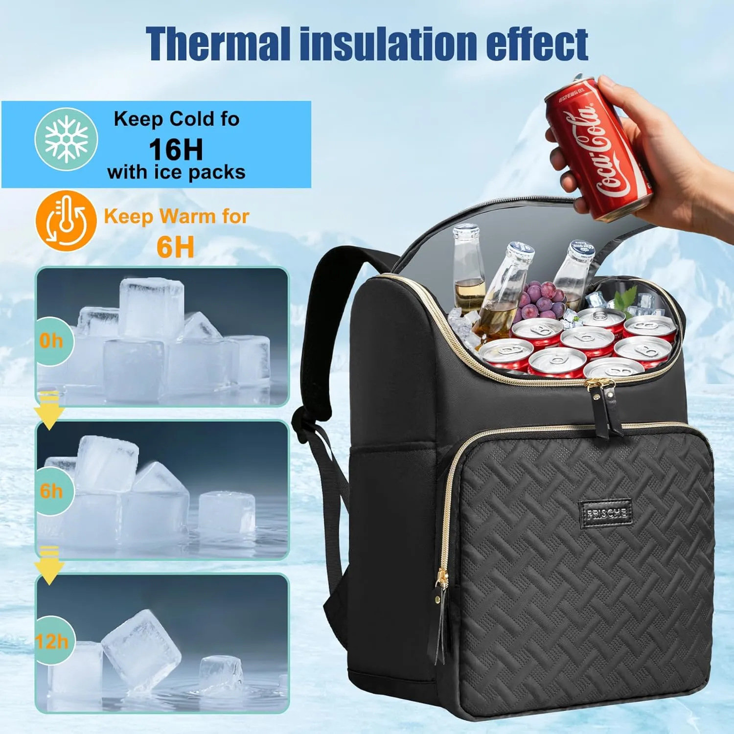 Insulated Waterproof Cooler Bag for Women Men，30 Cans Collapsible Lunch Bag with Shoulder Strap,Leakproof Soft Cooler for Beach, Camping & Travel