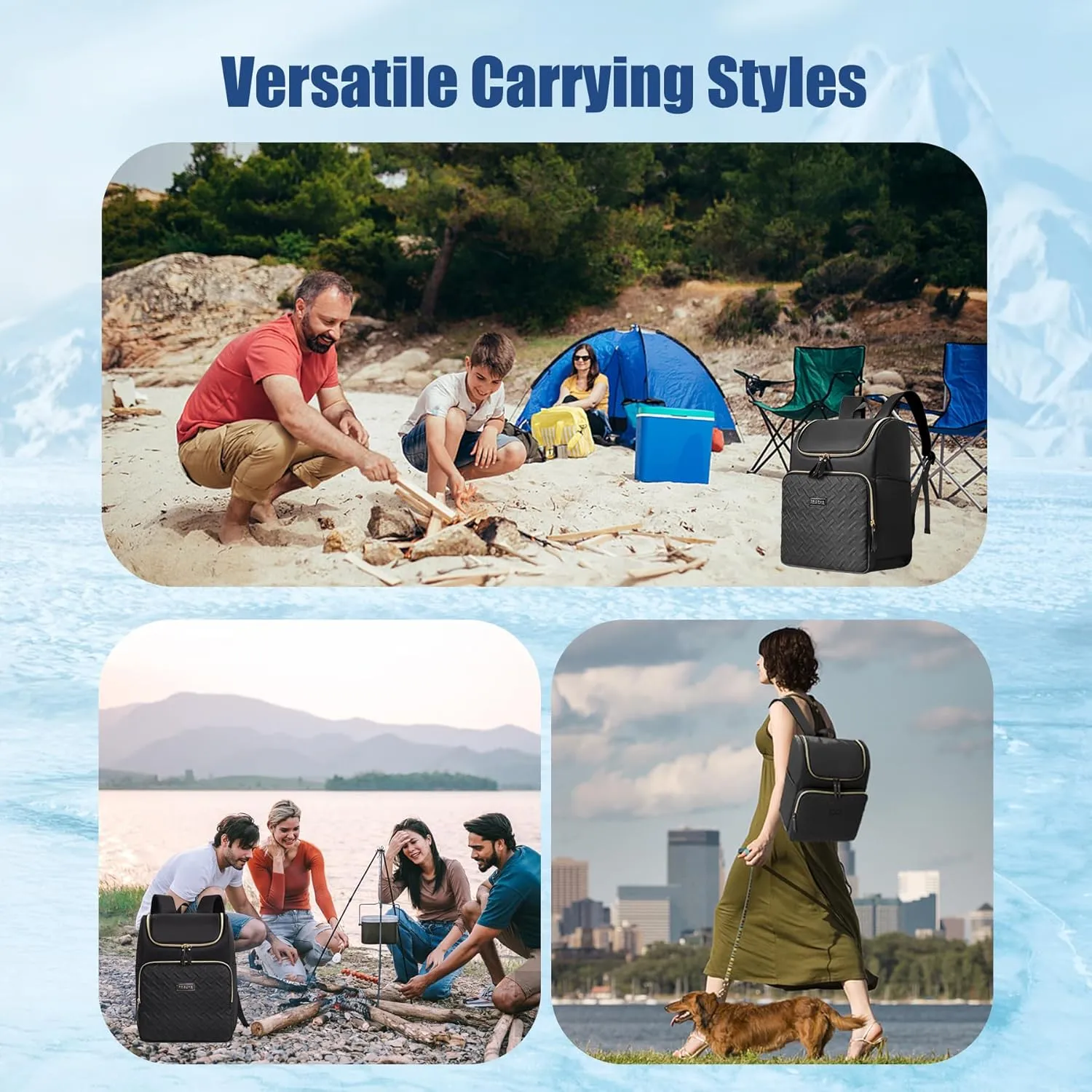 Insulated Waterproof Cooler Bag for Women Men，30 Cans Collapsible Lunch Bag with Shoulder Strap,Leakproof Soft Cooler for Beach, Camping & Travel