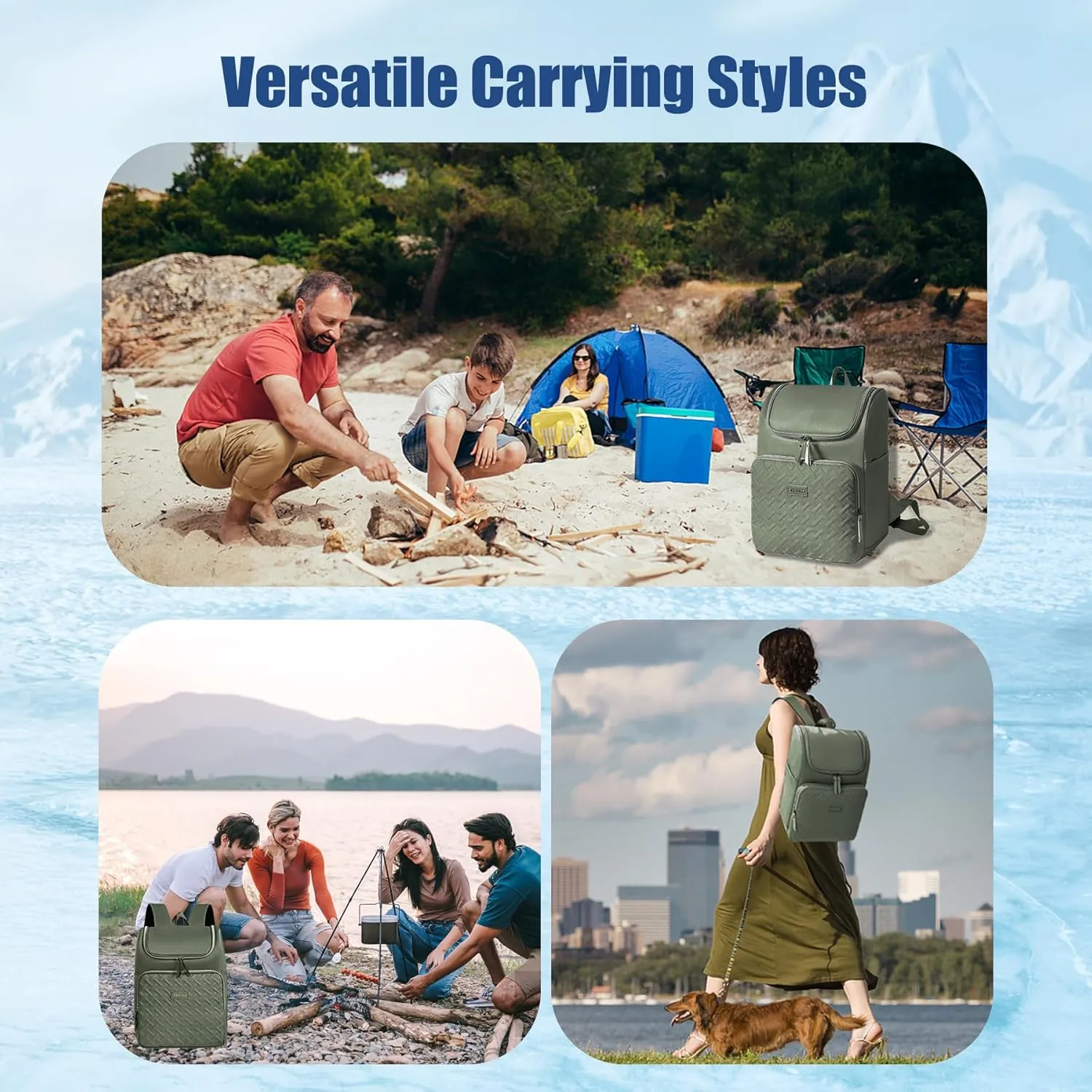 Insulated Waterproof Cooler Bag for Women Men，30 Cans Collapsible Lunch Bag with Shoulder Strap,Leakproof Soft Cooler for Beach, Camping & Travel