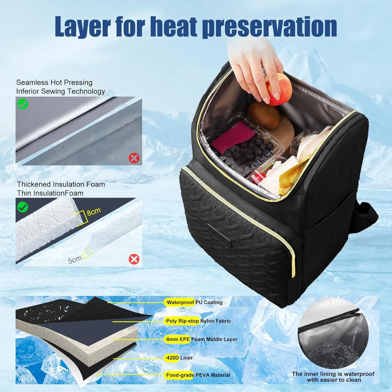 Insulated Waterproof Cooler Bag for Women Men，30 Cans Collapsible Lunch Bag with Shoulder Strap,Leakproof Soft Cooler for Beach, Camping & Travel