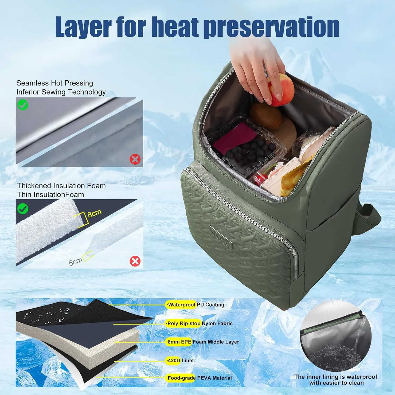 Insulated Waterproof Cooler Bag for Women Men，30 Cans Collapsible Lunch Bag with Shoulder Strap,Leakproof Soft Cooler for Beach, Camping & Travel