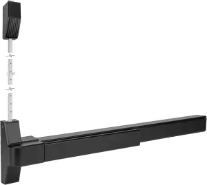 IRONWALLS Surface Vertical Rod Panic Bar, Black 27.5' Commercial Door Push Bar Exit Device with Single Point Top Latching, Steel Emergency Exit Door Lock for 27'-41' Wide Doors