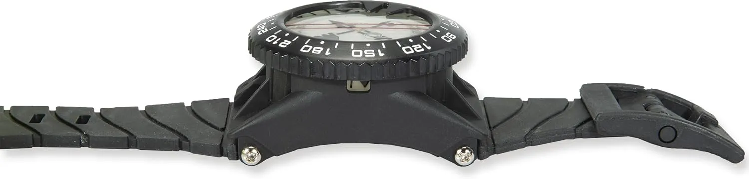 Italian Design 360° Ratcheted Rotating Bezel Scuba Diver Compass, Waterproof Oil Filled with Side-Window Compass