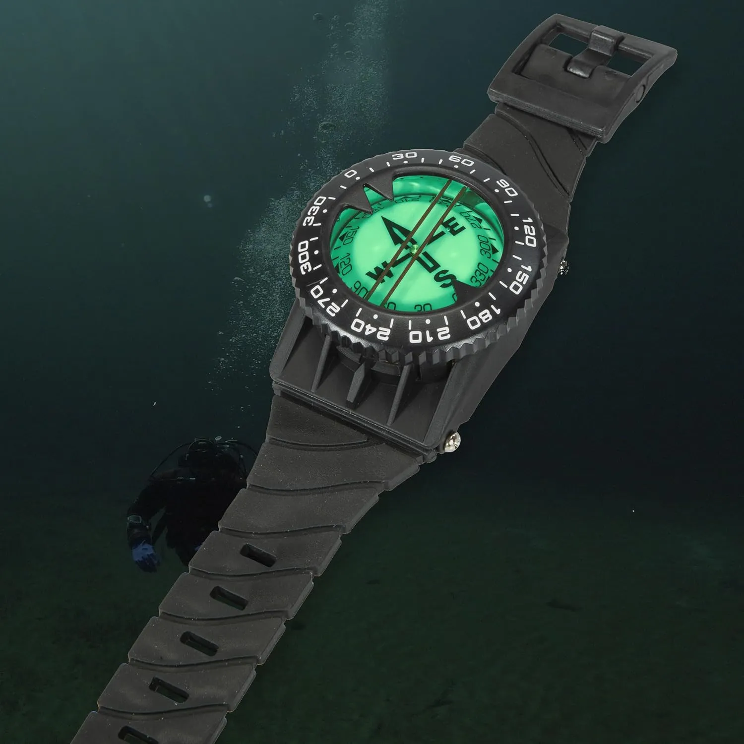 Italian Design 360° Ratcheted Rotating Bezel Scuba Diver Compass, Waterproof Oil Filled with Side-Window Compass