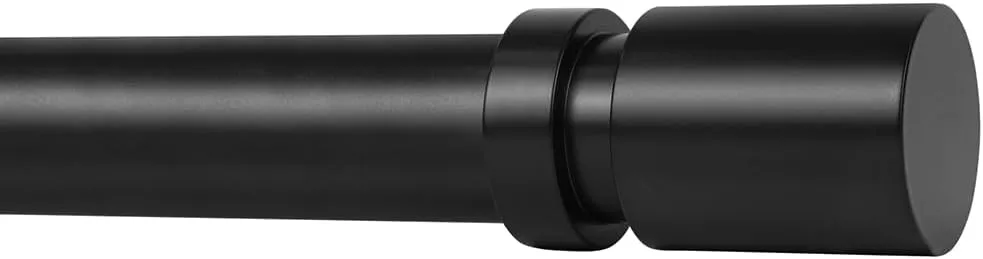Ivilon Curtain Rods for Windows - Stepped End Cap, 1 inch Diameter, Telescoping Adjustable Curtain Rod, 72 to 144 Inches. Color Black