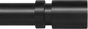 Ivilon Curtain Rods for Windows - Stepped End Cap, 1 inch Diameter, Telescoping Adjustable Curtain Rod, 72 to 144 Inches. Color Black