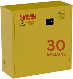 Jamco 30 Gallon Flammable Safety Cabinet, Steel Flammable Storage Cabinet with Lockable Manual Closing Doors, Non Forkliftable, 43" x 18" x 44", Yellow