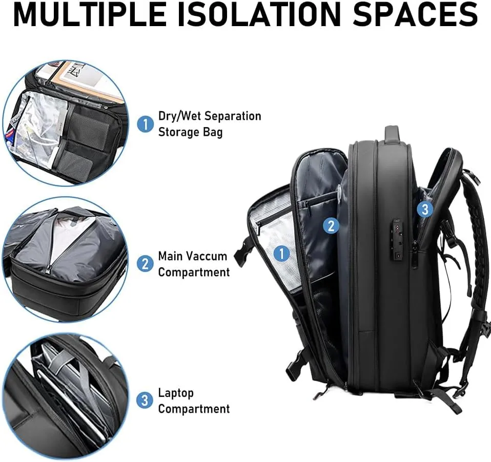 Jet Pack Pro Travel, Airback Backpack,Travel Smart With Vacuum Compression & Waterproof Design(Black-Air pump)